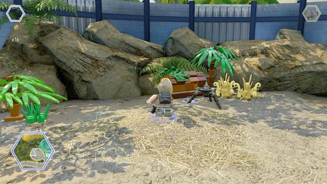 Podejdź do widocznego statywu jako Billy i zrób zdjęcie małemu triceratopsowi - Wschodni bulwar | Jurassic World - sekrety - LEGO Jurassic World - poradnik gry