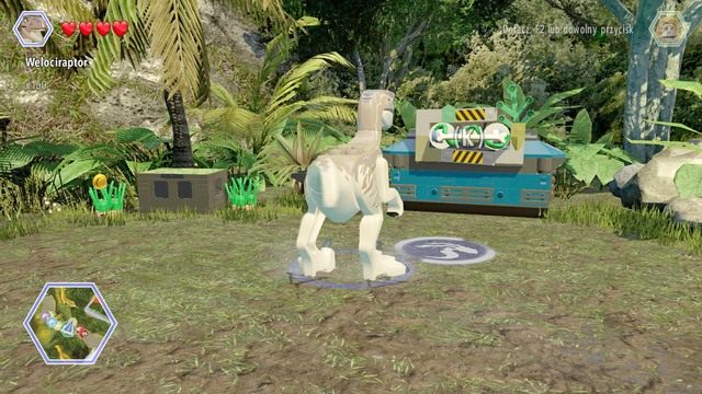 Podejdź jako raptor do widocznego na obrazku pojemnika i pociągnij za dźwignię by go otworzyć - Wysoka trawa | Jurassic Park The Lost World - sekrety - LEGO Jurassic World - poradnik gry