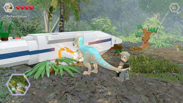 Drugi złoty klocek otrzymasz momencie, w którym uzyskasz dostęp do widocznego na obrazku wraku samolotu - Wrak | Jurassic Park III - sekrety - LEGO Jurassic World - poradnik gry