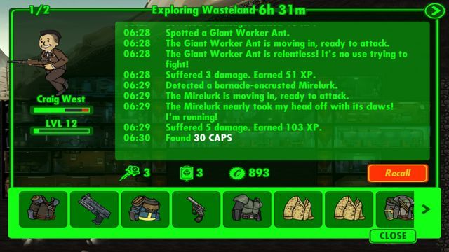 Możesz w dowolnym momencie sprawdzić status eksploracji. - Eksploracja | Eksploracja, broń oraz stroje w Fallout Shelter - Fallout Shelter - poradnik do gry