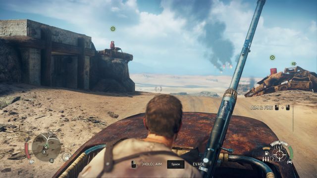 Przetestuj skonstruowaną snajperkę niszcząc butle oraz beczki. - Ku szaleństwu | Opis przejścia Mad Max - Mad Max - poradnik do gry