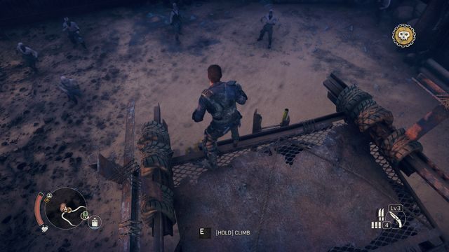 Zamiast zeskakiwać na dół poczekaj i wyeliminuj pojedynczo wspinających się przeciwników. - Suchy Zefir w Mad Max | Terytorium, którym włada Jeet - mapy - Mad Max - poradnik do gry