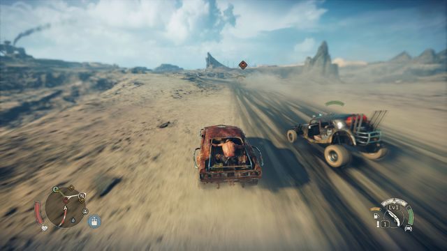 Jadące blisko pojazdy możesz z powodzeniem potraktować solidnym pchnięciem. - W pojeździe | Walka w Mad Max - Mad Max - poradnik do gry
