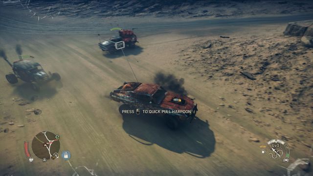 Harpunem możesz wyrywać np. elementy opancerzenia pojazdów. - W pojeździe | Walka w Mad Max - Mad Max - poradnik do gry