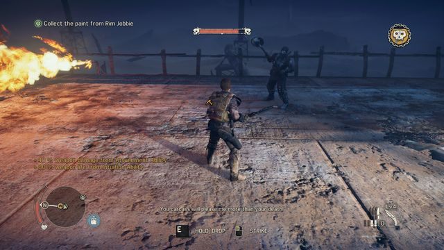 Wykorzystaj leżącą na arenie broń, aby szybko i bezproblemowo wyeliminować ogara. - Wapienie w Mad Max | Terytorium, którym włada Krwistobrody - mapy - Mad Max - poradnik do gry