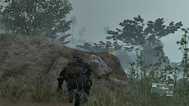 Szukaj schronienia za skałami i innymi większymi zasłonami - Konfrontacja z kobietami-snajperami z oddziału Skulls | Misja 28 - Code Talker - Metal Gear Solid V: The Phantom Pain - poradnik do gry