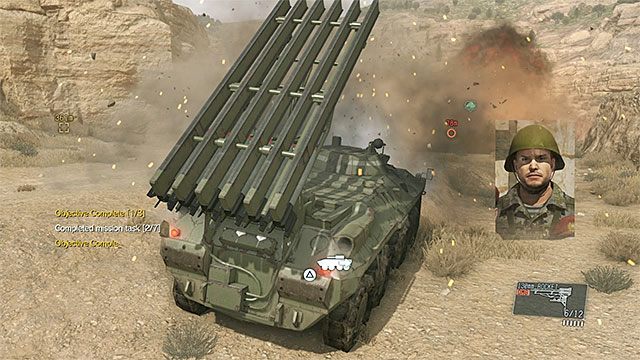 Rozpocznij ostrzał rakietowy gdy konwój znajdzie się w zasięgu rażenia - Wyeliminowanie pułkownika i czołgów z konwoju | Misja 8 - Occupation Forces - Metal Gear Solid V: The Phantom Pain - poradnik do gry