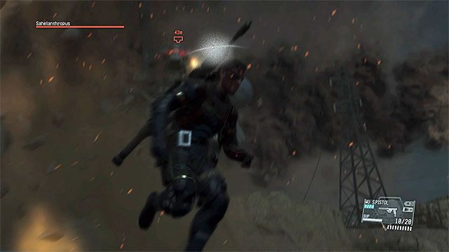 Działka maszynowe Sahelanthropusa nie zadają dużych obrażeń - Zestawienie ataków Sahelanthropusa | Jak pokonać Sahelanthropusa (finałowy boss rozdziału 1)? - Metal Gear Solid V: The Phantom Pain - poradnik do gry