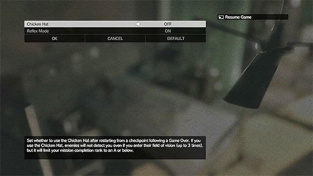 Opcję korzystania z czapki kurczaka (Chicken Hat) możesz uaktywnić w menu głównym gry - Czy w MGS V można wybrać poziom trudności? | FAQ - Najczęściej zadawane pytania - Metal Gear Solid V: The Phantom Pain - poradnik do gry