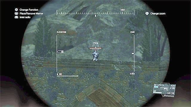 Użyj lornetki bez wychylania się zza murku i oznacz sobie pozycję Quiet - Jak wygrać pojedynek z Quiet w trybie Extreme? | Misja 40 - [Extreme] Cloaked in Silence - Metal Gear Solid V: The Phantom Pain - poradnik do gry