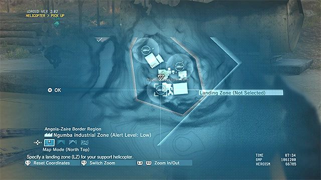 Wezwij śmigłowiec do jednego z lądowisk na terenie strefy przemysłowej - Jak powstrzymać Człowieka w Ogniu (Man on Fire)? | Misja 20 - Voices - Metal Gear Solid V: The Phantom Pain - poradnik do gry