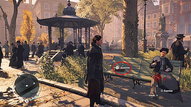 Pozytywka leży na jednej z ławek w parku - Londyńskie City (City of London) | Tajemnice Londynu - pozytywki - Assassins Creed: Syndicate - poradnik do gry