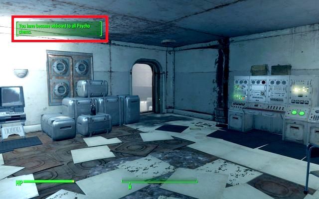 Gdy uzależnisz się od danego specyfiku ujrzysz informację o tym fakcie w górnym lewym rogu ekranu - Wspomagacze (leki i narkotyki) oraz nałogi w Fallout 4 | Walka - Fallout 4 - poradnik do gry