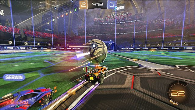 Dzięki wykonaniu skoku możesz np. trafić w piłkę gdy jest ona jeszcze w locie - Rocket League: Podstawowe zagrania - Rocket League - poradnik do gry
