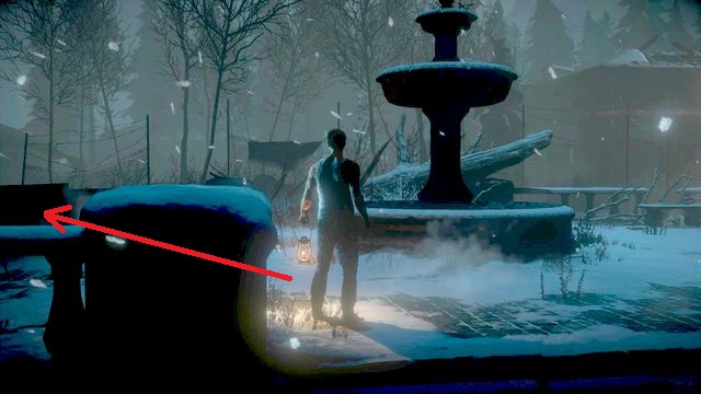 Rozpoczynając grę jako Mike skręć przy fontannie przed sanatorium w lewo - Until Dawn: Rozdział 5, wskazówki i totemy - lokalizacja - Until Dawn - poradnik do gry