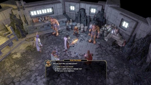 Podczas pobytu w obozowisku, podejdź do sklepu wystawionego przez Izhkina i porozmawiaj z nim - Golgamanns Deal - Zadanie Izhkina | Zadania towarzyszy | Sword Coast Legends - Sword Coast Legends - poradnik do gry