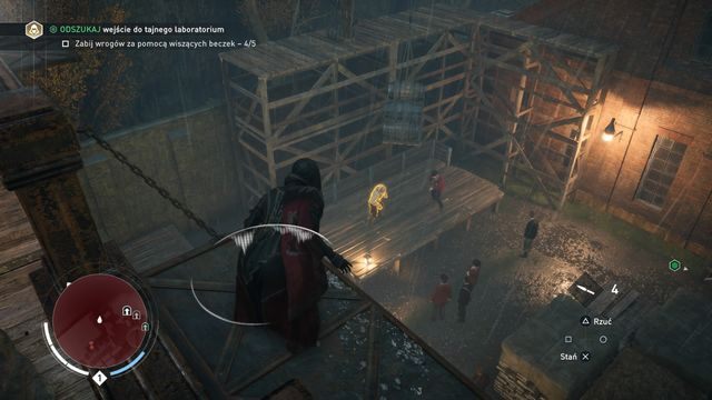 Zaraz po osiągnięciu wyjścia spójrz w prawą stronę, a zauważysz wiszące beczki - Sekwencja 2 - Prosty plan | Solucja Assassins Creed Syndicate - Assassins Creed: Syndicate - poradnik do gry