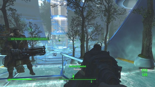 Po pokonaniu wszystkich przeciwników na głównym placu Instytutu skorzystaj z windy. - Nuklearna alternatywa | Zadania frakcji Bractwa Stali | Solucja Fallout 4 - Fallout 4 - poradnik do gry