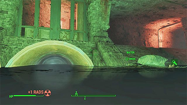 Po znalezieniu się w podziemnej lokacji wyjdź z wody i podejdź do zamontowanej na jednej ze ścian klawiatury - Nuklearna alternatywa | Zadania frakcji Minutemanów | Solucja Fallout 4 - Fallout 4 - poradnik do gry