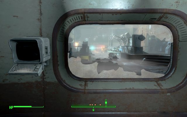 Na dolnym poziomie możesz aktywować drona, który pomoże ci pozbyć się syntków - Nuklearna alternatywa | Zadania frakcji Trasy - Fallout 4 - poradnik do gry