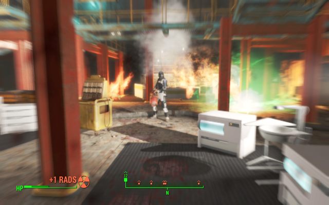 Walka w małym pomieszczeniu z miotaczami i rakietnicami może nie zakończyć się zbyt pomyślnie dla otoczenia - Nuklearna alternatywa | Zadania frakcji Trasy - Fallout 4 - poradnik do gry