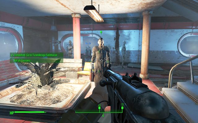 Zabij nic nie spodziewającego się łowczego, najlepiej użyj od razu najsilniejszej siły ognia - Operacja Ticonderoga | Zadania frakcji Trasy | Solucja Fallout 4 - Fallout 4 - poradnik do gry