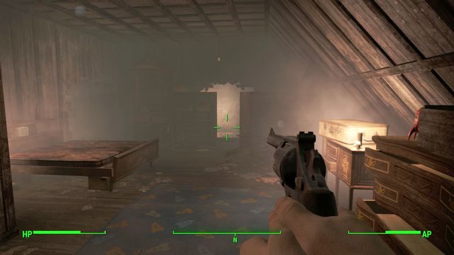 Otwór na najwyższym piętrze, dzięki któremu dotrzesz do piwnicy - Prezent Pickmana (Galeria Pickmana) | Solucja Fallout 4 - Fallout 4 - poradnik do gry