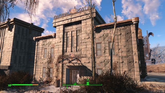 Sporej wielkości budynek leżący nieopodal posterunku policji - Posterunek Braterski 115 | Cambridge - Sektor 5 | Mapy Fallout 4 - Fallout 4 - poradnik do gry