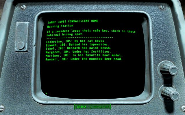 Oryginalna lista wszystkich kluczy z terminala - Dom Opieki Sandy Coves | Salem - Sektor 3 | Mapy Fallout 4 - Fallout 4 - poradnik do gry