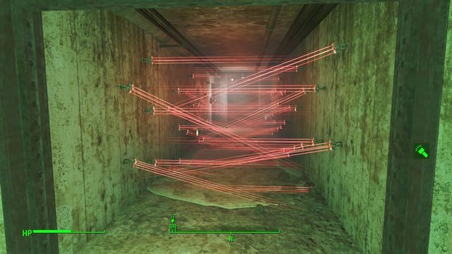 Wchodząc do piwnicy, po pewnym momencie zatrzymają cię lasery, które uruchamiają trzy bardzo silne wieżyczki - Jamaica Plain | Południowy Boston - Sektor 9 | Mapy Fallout 4 - Fallout 4 - poradnik do gry