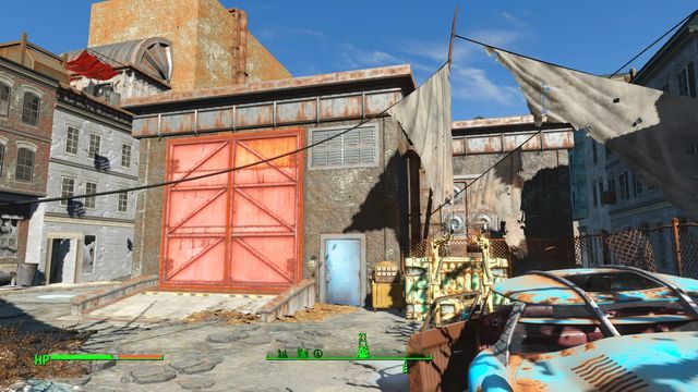 Jest to dawny magazyn, obecnie opanowany przez bandytów lub syntków, zależnie od twojego poziomu - Sprzętowisko | Centrum Bostonu - Sektor 6 | Mapy Fallout 4 - Fallout 4 - poradnik do gry