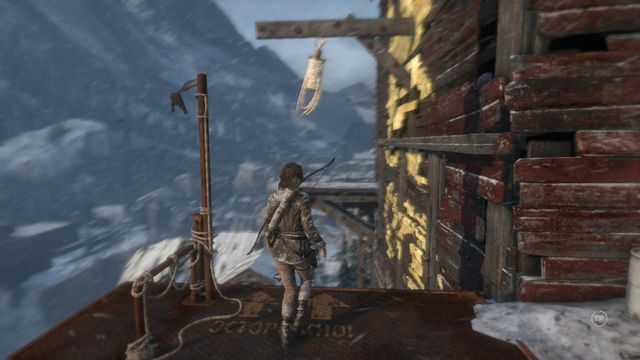 a następnie po raz kolejny huśtając się na linie przeskocz na drugą stronę huty - Rise of the Tomb Raider: Dotrzyj do wejścia do kopalni | Znów sama - Rise of the Tomb Raider - poradnik do gry