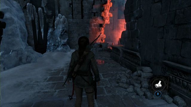 W korytarzu, przed wejściem do dużej sali - Artefakty, freski i skrzynie | Opuszczona kopalnia | Rise of the Tomb Raider - Rise of the Tomb Raider - poradnik do gry
