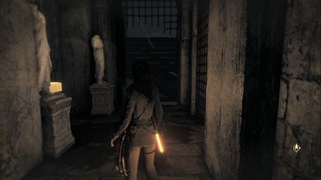 Niedaleko miejsca, gdzie znajduje się Mapa archiwisty - przeskocz do następnego korytarza korzystając z liny - Artefakty i freski | Podtopione archiwa | Skarby w Rise of the Tomb Raider - Rise of the Tomb Raider - poradnik do gry