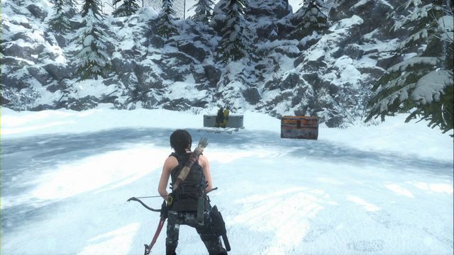 Na lodowisku, gdzie znajdują się dwa okrągłe, pomarańczowe namioty - Skrzynie i wyzwania | Baza badawcza | Skarby i sekrety w Rise of the Tomb Raider - Rise of the Tomb Raider - poradnik do gry