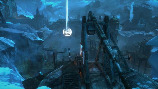 Przyciskiem odpowiedzialnym za strzelanie regulujesz odległość, na jaką wystrzelony zostanie pocisk - Rise of the Tomb Raider: Przedostań się przez pierwszą bramę | Lodowe miasto - Rise of the Tomb Raider - poradnik do gry