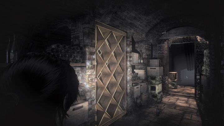 Za półką na wino ukryty jest panel otwierający ukryte przejście do skarbca. - Odkryj tajemnicę Lorda Crofta | Opis przejścia Więzy Krwi - Rise of the Tomb Raider - poradnik do gry
