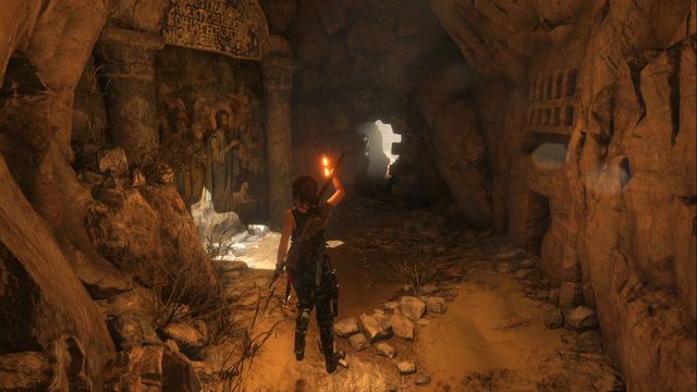 W korytarzu, tuż przy obozie Syryjskie urwiska (od ogniska skręć w lewo) - Freski i skrzynie | Syria | Skarby i sekrety w Rise of the Tomb Raider - Rise of the Tomb Raider - poradnik do gry