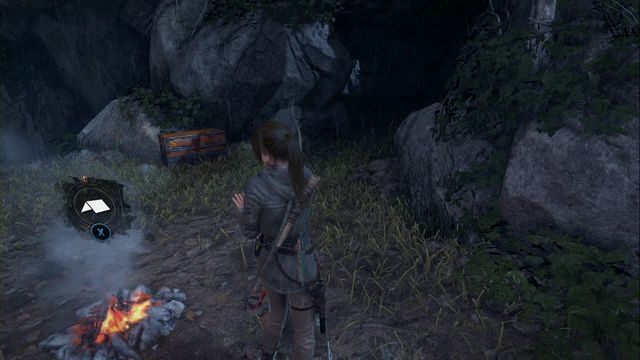 Po wyjściu z Akropolu, przy obozie Obóz przy urwisku - Skrzynie i skarby z krypty | Geotermiczna dolina | Rise of the Tomb Raider - Rise of the Tomb Raider - poradnik do gry