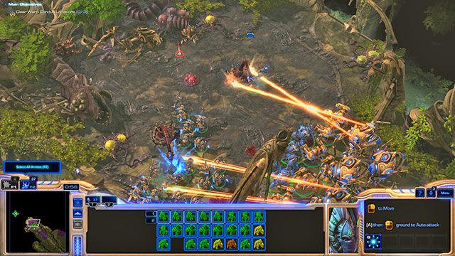Zaczynasz w punkcie [Start] wraz z liczną i zróżnicowaną armią - Misja 1 - Za Aiur! | Kampania - Dziedzictwo Otchłani | Starcraft II - StarCraft II: Legacy of the Void - poradnik do gry