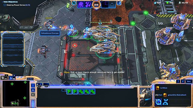 Na początek wyślij jednego robotnika w celu zebrania wszystkich pobliskich pojemników - Misja 14 - Atak templariusza | Kampania - Dziedzictwo Otchłani | Starcraft II - StarCraft II: Legacy of the Void - poradnik do gry