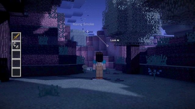 Podczas przeszukiwania obszarów natkniesz się na ślady kopyt Hoof Prints - Look At - Rozdział 2 | Epizod 1 - The Order of the Stone | Minecraft Story Mode - Minecraft: Story Mode - poradnik do gry