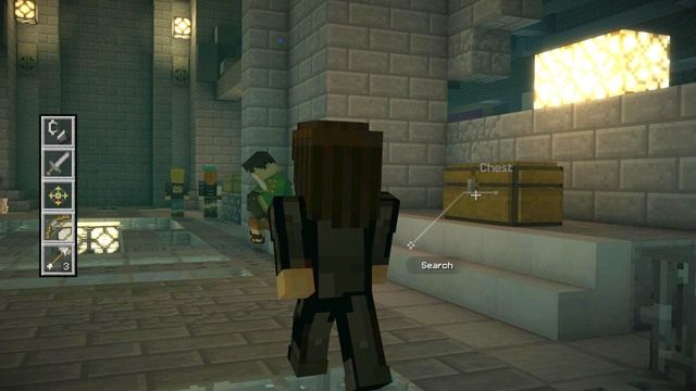 Po krótkiej rozmowie podejdź do skrzyń i zabierz z nich proch, który potrzebny będzie do stworzenia bomby - Rozdział 5 | Epizod 3 - The Last Place You Look | Minecraft Story Mode - Minecraft: Story Mode - poradnik do gry