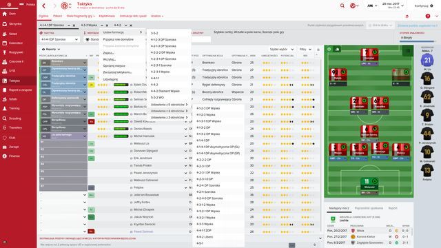 Formację możesz wybierać z kilkunastu dostępnych zestawów lub dowolnie, wizualnie zmieniając położenie koszulek na boisku. - Ustawienie formacji w Football Manager 2016 | Taktyka - Football Manager 2016 - poradnik do gry