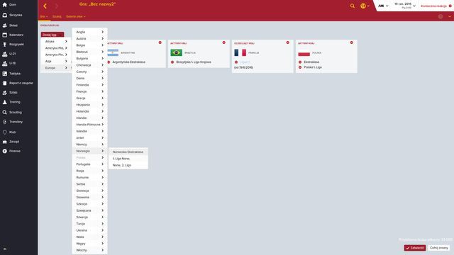 Dodawanie i usuwanie lig dostępne jest także w trakcie rozgrywki, jednak zmiany wchodzą w życie od nowego sezonu. - Nowa gra w Football Manager 2016 | Rozpoczęcie rozgrywki - Football Manager 2016 - poradnik do gry