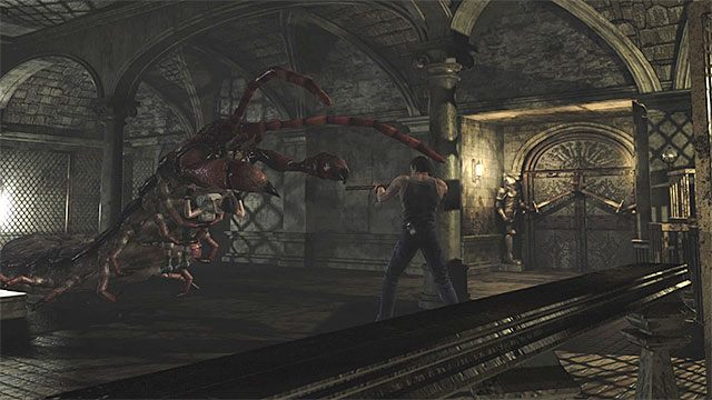 Pojedynek z Centurionem (przerośniętą stonogą) musisz rozegrać jako Billy, gdyż to Rebecca została porwana przez potwora - Boss 2 - Centurion (ogromna stonoga) | Walki z bossami | Resident Evil Zero HD - Resident Evil Zero HD - poradnik do gry