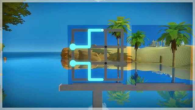 Dotrzesz do pierwszego zestawu podwójnych zagadek - Skała - Solucja The Witness - The Witness - poradnik do gry