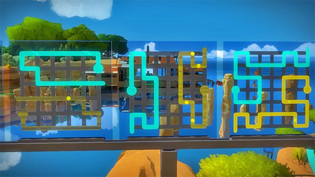 Trzeci zestaw zagadek, trzy pierwsze - Rozwiązania zagadek | Skała - The Witness - poradnik do gry