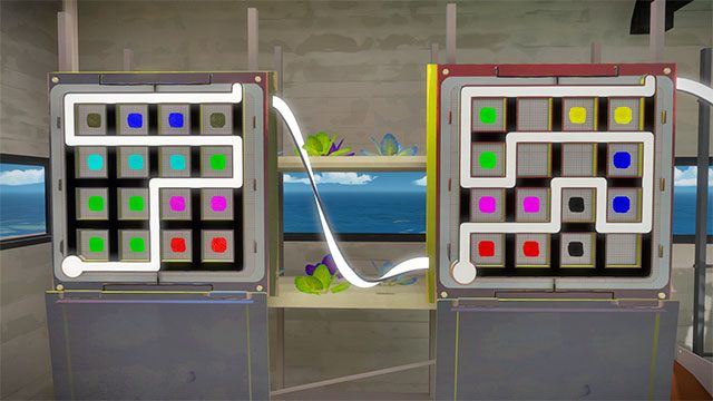 Szklarnia, za drzwiami, dwie pierwsze łamigłówki - Rozwiązania zagadek | Szklarnia - The Witness - poradnik do gry