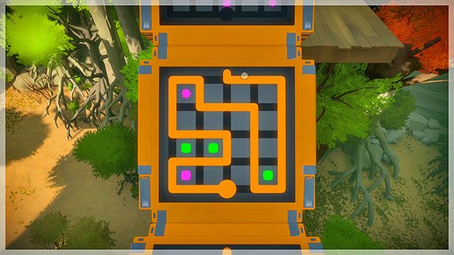 Czwarty most, ósma łamigłówka - Rozwiązania zagadek - pomarańczowe 1 | Domki na drzewach - The Witness - poradnik do gry